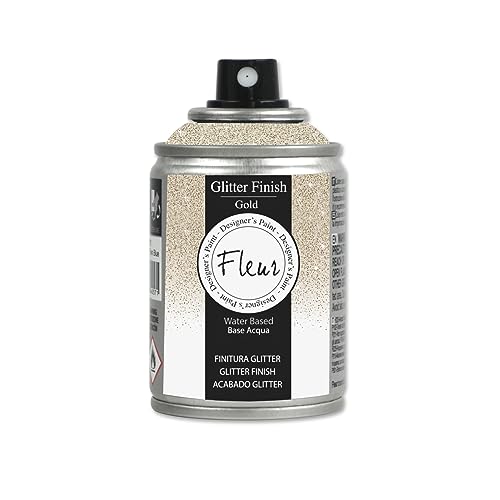 Fleur Designer'S Paint | Finitura Trasparente Glitterata In Versione Spray A Base D'Acqua, Fleur Spray Glitter, Colore Gold, Formato 100 Ml