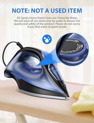 Image of Home Steam 1500W Blue Steam Iron & Vertical Steamer, 350ml Leak-Proof Tank, Auto-Off Safety, Burst of Steam, Self-Clean, Anti-Calc, Anti-Drip, Ceramic Soleplate Navy Blue