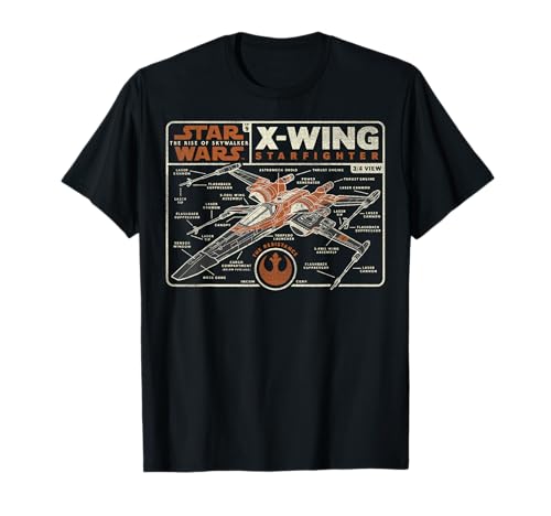T-shirt Star Wars X-Wing Schematics imprimé noir col rond