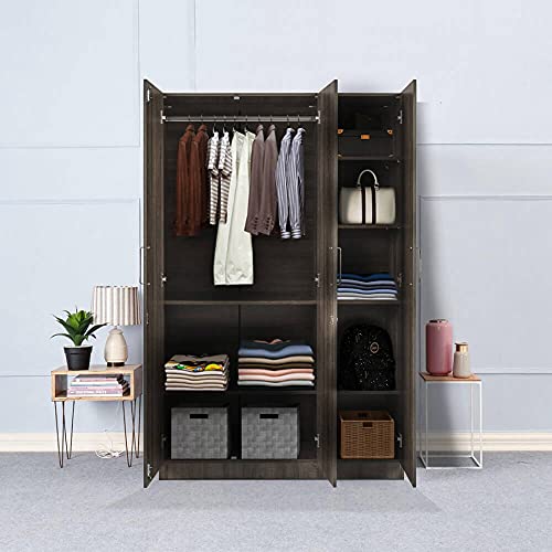 Image of Wakefit Wardrobe | 1 Year Warranty | Engineered Wood Almirah, Cupboard for Clothes Storage | 3 Door, 1 Hanging Space | Gingham - Napa Oak