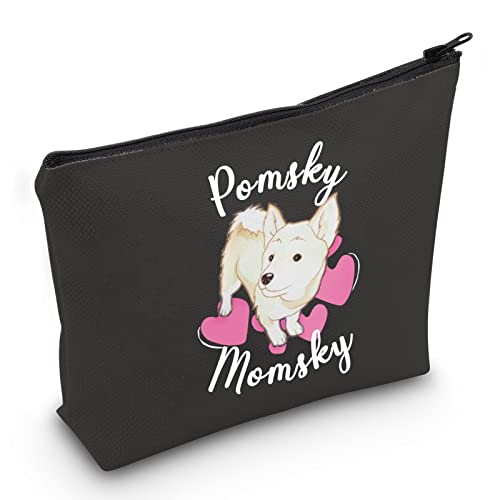 JXGZSO Pomsky Momsky Make-up-Tasche, Zwergspitz, Husky-Mix, Hundebesitzer, Geschenkidee für Hunde, Mutter, Pomsky, Pomsky Momsky B