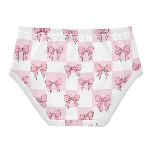 Wusikd Pink Bows White Checkered (2) Girls' Underwear Cotton Girls Briefs Soft Toddler Underwear 2T2