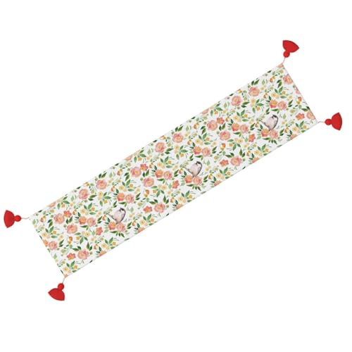 Chemin de table de Noël style fleur et oiseau, textile de table haut de gamme