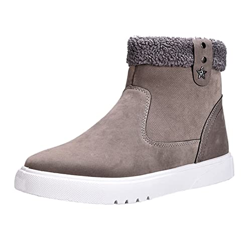 Zapatos De Hombre De Invierno Zapatos De Hombre Con Cremallera Lateral Alta Zapatos Casual Deportivos Invierno Botas De Nieve De Felpa Calientes Botas, gris, 42 EU