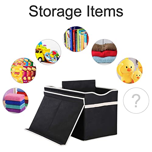 Victor's Large Toy Box Chest With Lid, Collapsible Sturdy Toy Storage Organizer Boxes Bins Baskets For Kids, Boys, Girls, Nursery, Playroom, 26.8"X13.8" X16" (Black) #TOP3