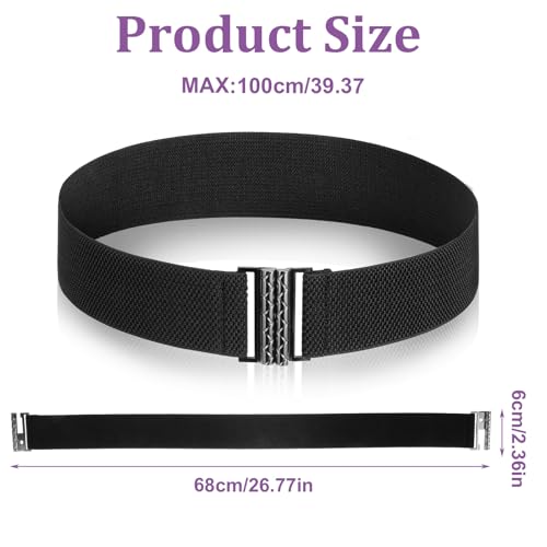 Elastic Waist Belt Wide Stretchy Belts for Women Vintage Adjustable Dress Waistband Cinch Belt with Buckle Black2