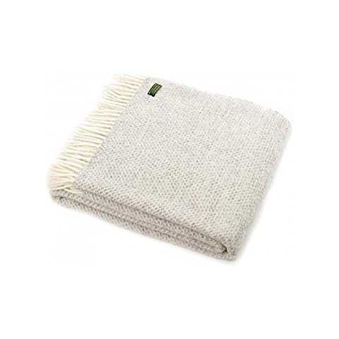 Tweedmill Textiles 100% Pure New Wool Sofa Bed Throw Blanket - Beehive Grey Cover