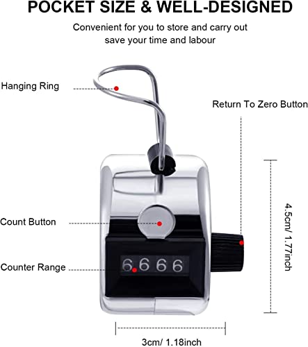 KAIAIWLUO Handzähler Zähler,2 PCS 4-Stellige Zähler Klicker Fingerzähler Digital Zähler Klicker Zähler Klicker Counter Hand-Hlick-Zähler für Personenzähler Coaching Stricken Golf und Reihenzähler