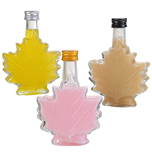 Fascigirl Verre De La Bouteille De Jus Dégagée: 3PCS Étanchéité Vide 3,38 Oz Flacon De Feuille D'Érable Portable avec Couvercle Au Couvercle De La Couvercle Hermétique du Sirop Transparent Cover