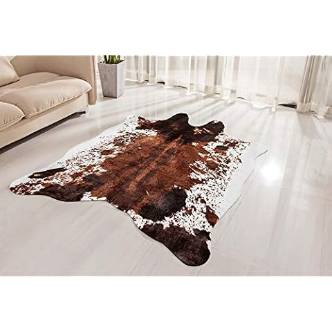 NativeSkins Faux Cowhide Rug Large (4.6ft x 6.6ft) - Cow Print Area Rug with No-Slip Backing Cover