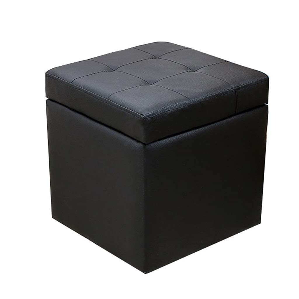 Repose-Pieds Canapé en Bois et Pouf Tabouret De Rangement en Simili Cuir Marron CHEWYNP