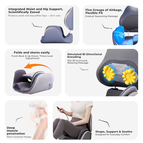Image of Durafit91 Portable Chair Massager with Heat, Vibration | Full Back, Neck Support Massage Cushion | Electric Shiatsu Seat Massager for Pain Relief, Relaxation & Improved Blood Circulation| Home