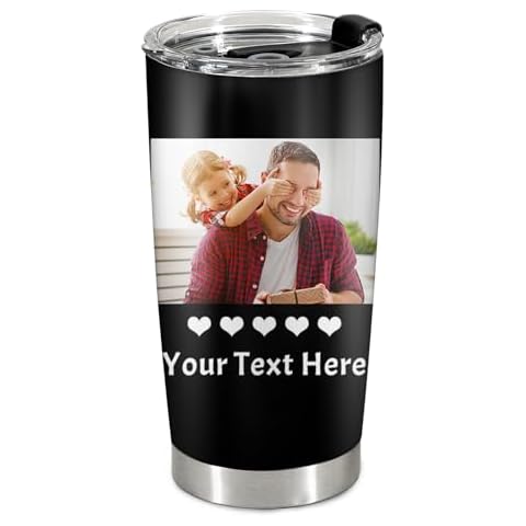 Personalized Picture Tumbler for Men Women, Insulated Stainless Steel Travel Mug, Custom Photo Image & Text on Coffee Cup, Gift for Dad Mom Families Friends,Multi Color Cover