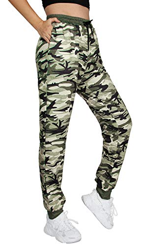 Onlypuff Women'S Casual Lightweight High Waist Feminine Style Joggers With Pockets Camo Green Xl thumb #2