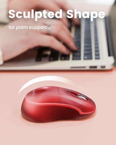 Image of Perixx PERIMICE-802R Bluetooth Wireless Mouse - Compact Portable Design for Windows, macOS, iOS, and Android - 1200 DPI Optical Sensor - Red