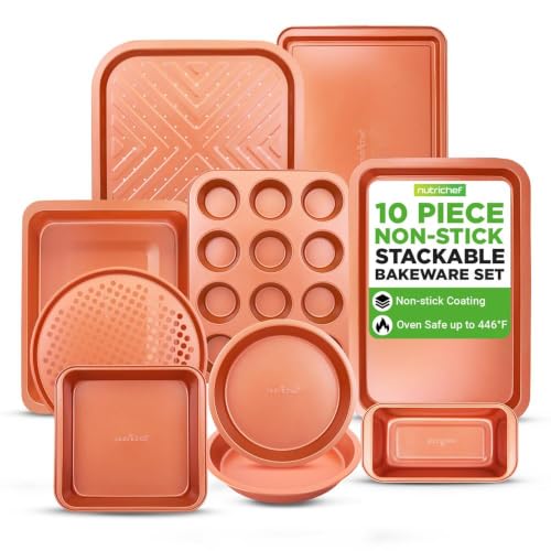 Baking set Nutrichef de 10 moldes con asas de silicona resistentes al calor 2