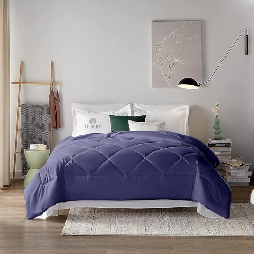 Image of Filbert 600 GSM Comforter for Double Bed | Super Warm Winter Quilt /Rajai | Thick Microfiber Blanket with Cloud-Soft Fill | Luxury Bedding for Winters - 90x100 Inch | Medium Blue