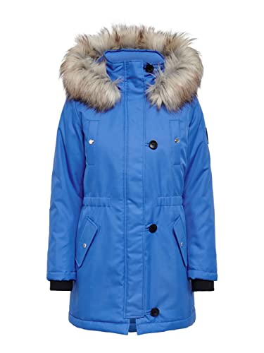 ONLY Damen Winter-Jacke OnlIris einfarbiger Parka Mantel Fellkapuze Winter,...