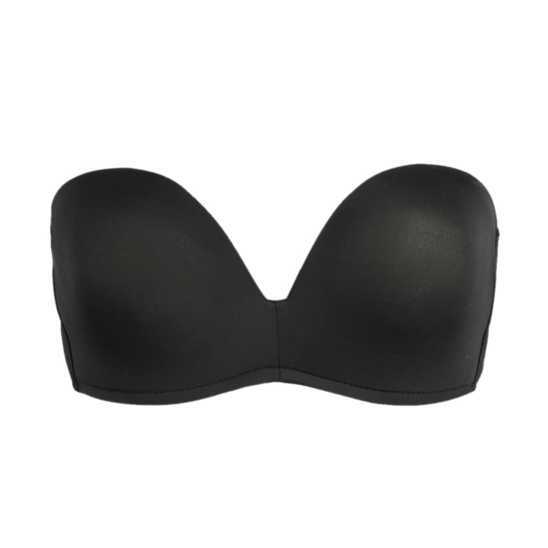 Uxcell Women's Black Sourcing Map Strapless Anti-Slip Invisible Push Up Seamless Underwire Bra 85B