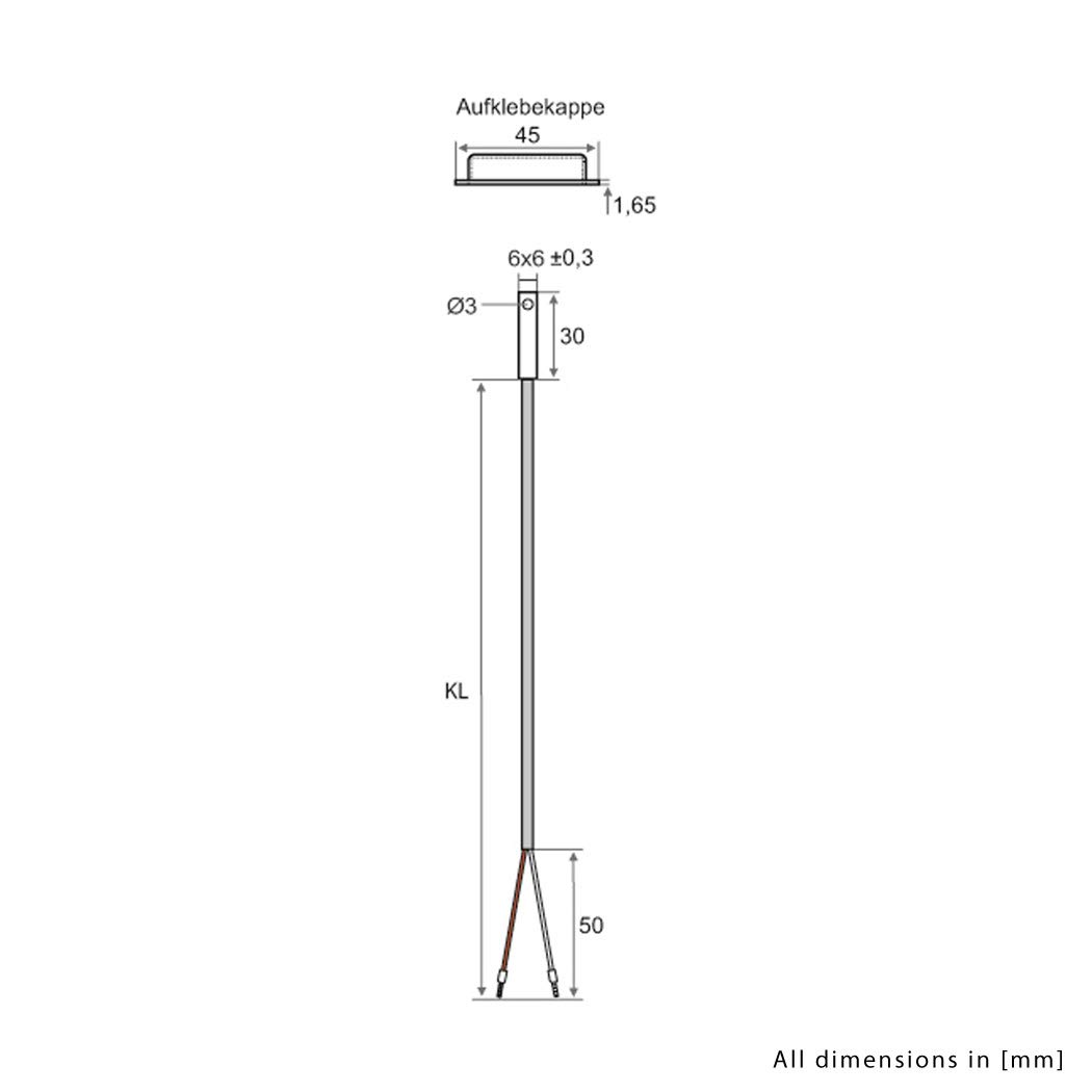 iOVEO 048OF01202 - PT100 - Sonda di superficie con tappo di protezione autoadesivo, sensore di temperatura, sensore, cavo in PVC 105°C, 2 metri