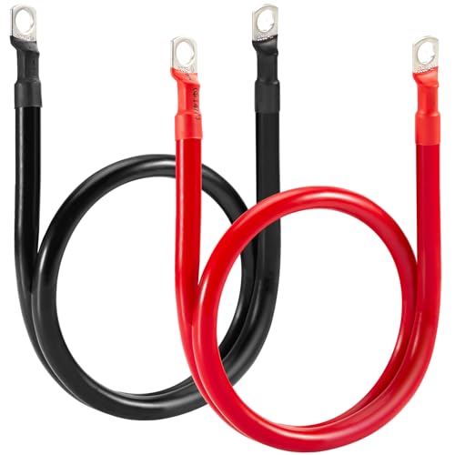 Gedlex Cables Arranque Batería 35mm2, Cable Bateria Coche 2AWG 70cm, Alambre de Cobre Libre de Oxígeno, Corriente Máxima 150A, Tensión Nominal 450V, 35mm² Cable Inversor de Batería 12V 24V