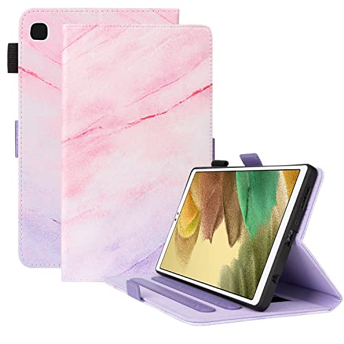 Uliking Case for Samsung Galaxy Tab A7 Lite Case 8.7 inch 2021 (SM-T220/T225/T227), Upgraded Marble Series Protective Case with Multi-Angles Stand Soft TPU Honeycomb Back Cover, Pink