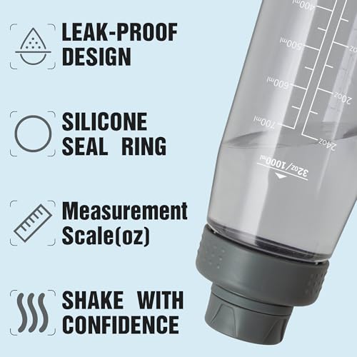 Image of 32oz Clear Water Bottle - BPA-Free Tritan Plastic, Fast Flow Spout Lid, Wide Mouth & Leakproof Design Hiking Water Bottle Suitable for Travel, Outdoors, Gym, Travel, Home, School (Gray)