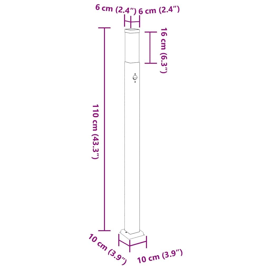 Lampada a colonna in acciaio inox con sensore di movimento PIR, 3 pezzi, 110 cm di altezza, IP44, protezione per giardino, terrazza, esterni, a risparmio energetico e resistente alle