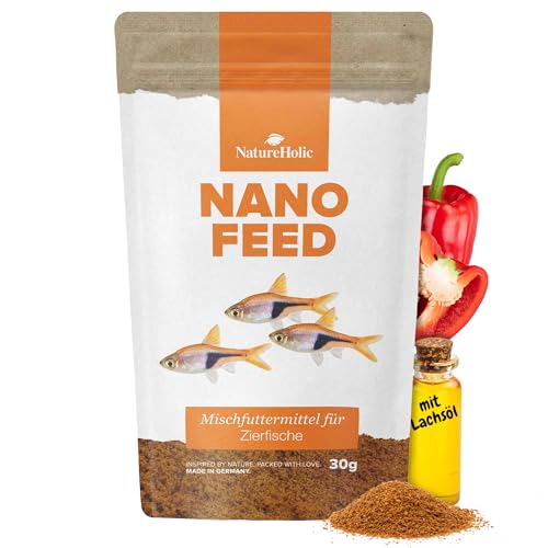 NatureHolic Nanofeed Softgranulat I Fischfutter Aquarium | Spezialfutter für Nanofische wie Salmler, Barben I für Gute Versorgung I schonende Herstellung I Made in Germany I 50ml