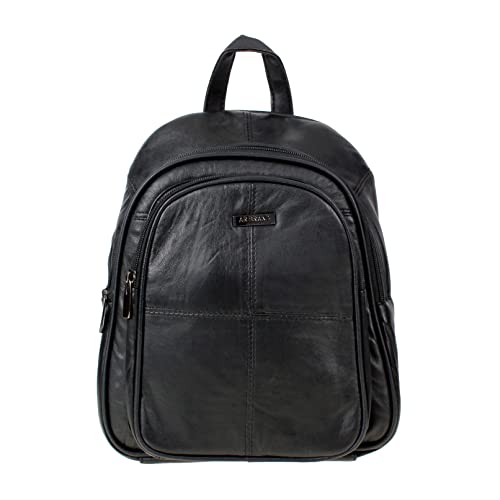 Sac à dos en cuir nappa souple véritable luxe discret noir