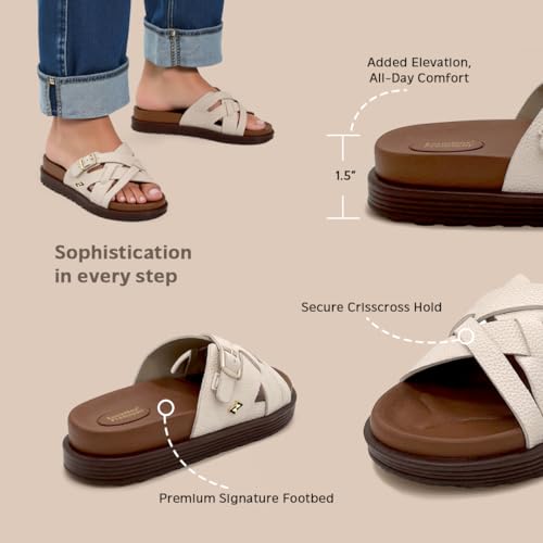 Image of KazarMax Premium Women's Effortless Comfort | Strappy Slide Sandals | Cushioned Footbed | Lightweight | Slip-On Sandals