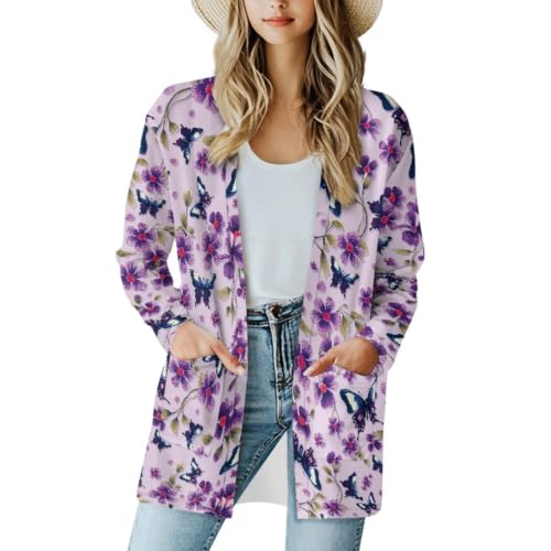 Image of Cardigan Sweaters for Women Long Sleeve Cardigan Soft Drape Open Front Fall Dusters V-Neck Jackets Dressy Loose Coat
