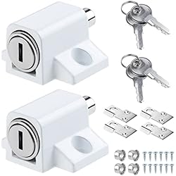 HSEAMALL Cerradura de ventana para puerta corredera, 2 unidades, corredera, patio, puerta Lcok, cerradura de seguridad para oficina en casa, aula, color blanco