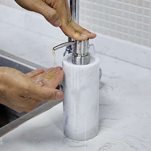 Phinilux MARBLE SOAP DISPENSER SILVER Luxurious White Marble Soap Pump Dispenser For Countertop thumb #4