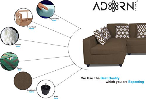 Image of Adorn India Rio Highback L Shape 6 Seater Sofa Set (Left Side Handle) (Camel)