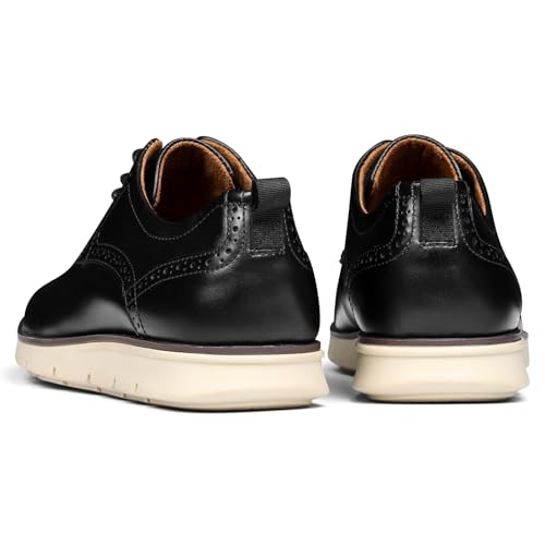 Image of Men's Full-Grain Leather Oxfords, Business Formal Dress Shoes with Arch Support, Comfortable for Office, Daily & Dating