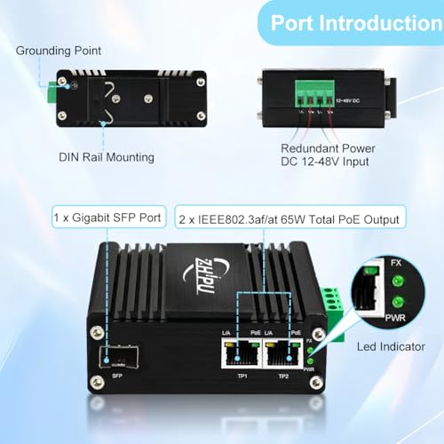 Image of Industrial Gigabit 30W Fiber Media Converter IEEE802.3af /at Switch