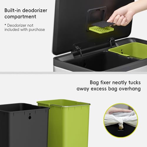 Eko EK9138MT-36L+24L Ecocasa Ii 36L+24L Dual Trash Can With Recycle Bin, Stainless Steel Garbage Can With Lid, Deodorizer Compartment thumb #7