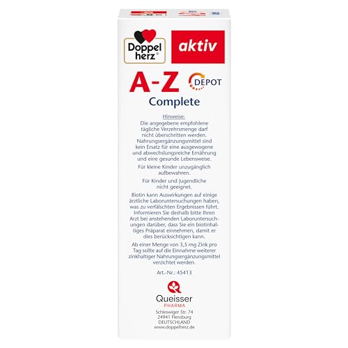 Doppelherz A-Z Complete - Langzeit-Vitamine - 23 Vitamine, Mineralstoffe & Spurenelementen PLUS Lutein - 120 DEPOT-Tabletten