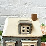 Retro Grey Ceramic Village Country House Home Ornament Tea Light Candle Holder 21cm - Image 3