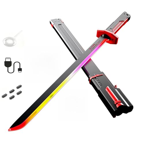 MZMSBAO Cyberpunk Sword - 31.4 inches 7 Color LED Light Saber Simulated Toys with Sound Effects and Smoke Neon Lightsaber with USB-C Rechargeable for 14+ Years Old Teenager and Cosplay Rave Parties