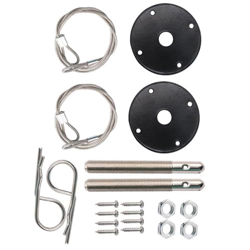 REITINGE Juego de pasadores de cubierta de acero con cordón de seguridad, juego de cubierta de motor de vehículo, instalación simple para vehículos, bloqueo de motor, cubierta de motor de coche