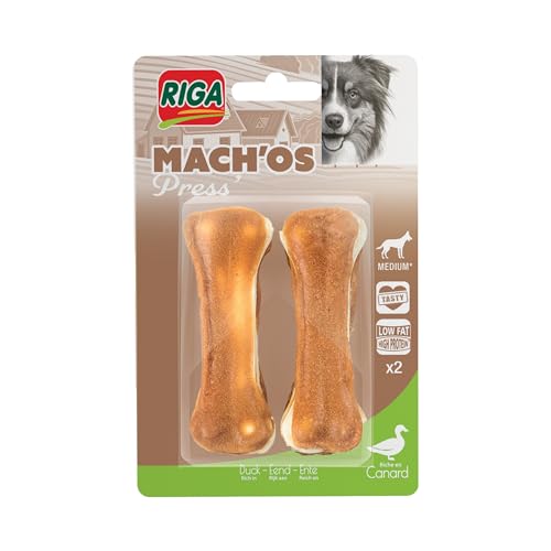 Riga - Riga - Mach'os - Os pour Chien M - Peau De Buffle - Riche en Protéines - Au Canard - Hygiène Buccale - Mastication Et Récompense - x 2 - -14%