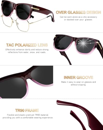 Image of KANASTAL Over Glasses Sunglasses Square Fit Over Polarized Sunglasses UV400
