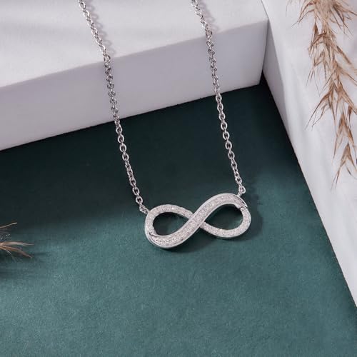 Dewberry 1/4 cttw Round Cut IGI Certified Lab Grown Diamond Infinity Pendant Necklace | 18 Inch Chain for Women 14kt White Gold Or Yellow Gold Plated Over 925 Sterling Silver (Clarity: VS, Color: FG, 0.25 cttw)4