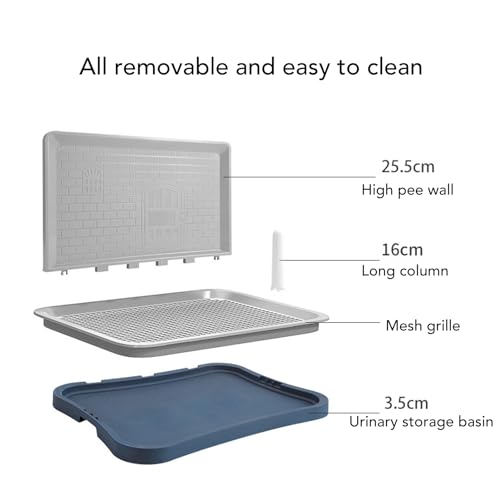 Image of Dog Potty Toilet, Indoor Dog Potty with Removable Splash Wall, Puppy Mesh Training Toilet, Portable Pee Pad Holder Pet Training Tray for Medium and Small Dogs (Navy Blue)