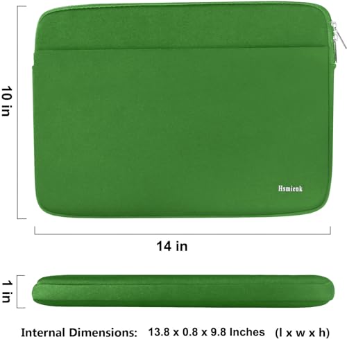 Image of Laptop Sleeve Case 14 inch, Shockproof Protective Notebook Cover Bag with Accessory Pocket, Durable Carrying Laptop Case Compatible for MacBook HP Lenovo Dell Asus Acer, Green