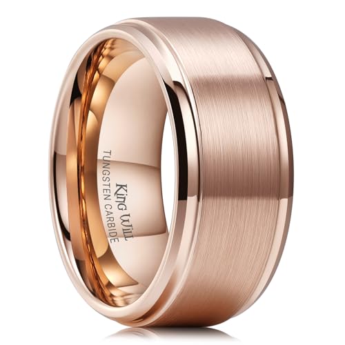 Image of King Will Classic Tungsten Wedding Band for Men, 6 /7 /8 /9 /10mm Widths, Polished Finish Step Edge Matte Rings Comfort Fit