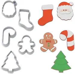 Kit 5 Cortador De Biscoito Natal Marcador Pirulito E Cookie