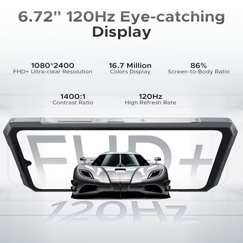 DOOGEE Blade GT Ultra 5G Rugged Smartphone with LED Light Effect, 36GB+512GB/2TB DDR5 Rugged Phone,4nm Dimensity D7300,6.72" FHD+120Hz, AI 100+32MP Android 14 Gaming Phones,Face & Finger ID/WIFI6